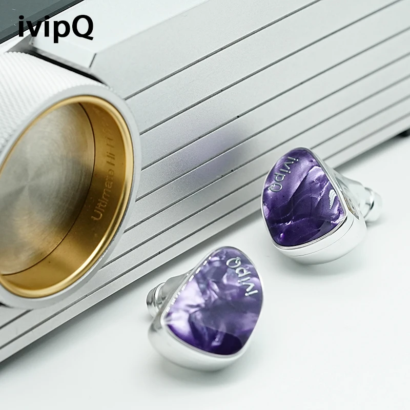 Фото Наушники-вкладыши ivipQ IQ-15 Purple Haze Fairy с фиолетовой и золотой диафрагмой, динамический драйвер IEM с 4,4 мм, 2 контакта для аудиофилов, музыкантов №4