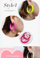 new fashion women big hoop earrings exaggerated punk earings fluorescent color jewelry statement trendy drop earrings jewelry