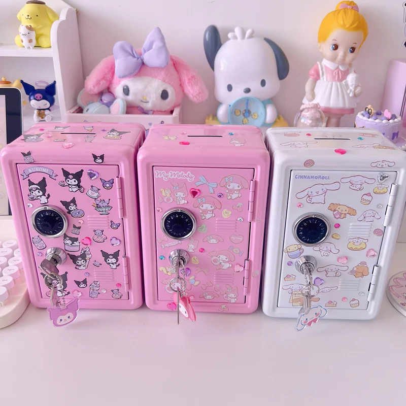 

Sanrio Новинка милый кавайный My Melody Cinnamoroll кованая железная безопасная Копилка аниме девушка сердце Милая наклейка для хранения искусственный подарок