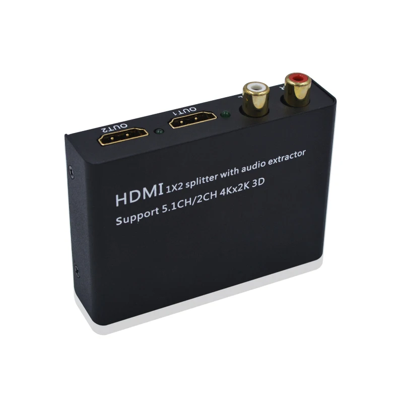 

HDMI 1 X 2 Splitter with Audio Extractor HDMI 1 in 2 OUT 4Kx2K 5vp-p(ttl) Support HDMI 1.4b SPDIF Digital Audio 5.1CH Output