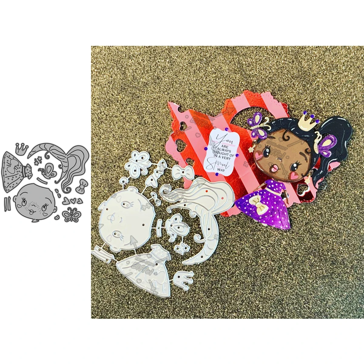 

Princess Look Valentine Girl Scrapbooking Paper Die Cut Stencils Metal Craft Cutting Dies Embossing For Crads Making 2021