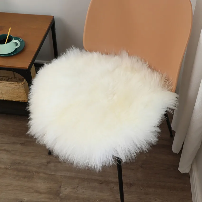 Односторонний напольный коврик круглой формы из натуральной овечьей кожи с