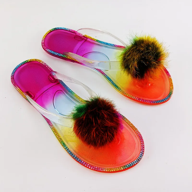 

Шлепанцы женские на плоской подошве, прозрачные сандалии-Желе, Нескользящие, повседневная обувь для пляжа, летние