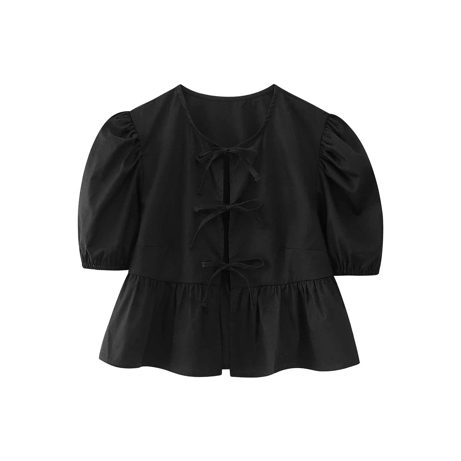 Укороченные топы для женщин y2k однотонная блузка с оборками и коротким пышным