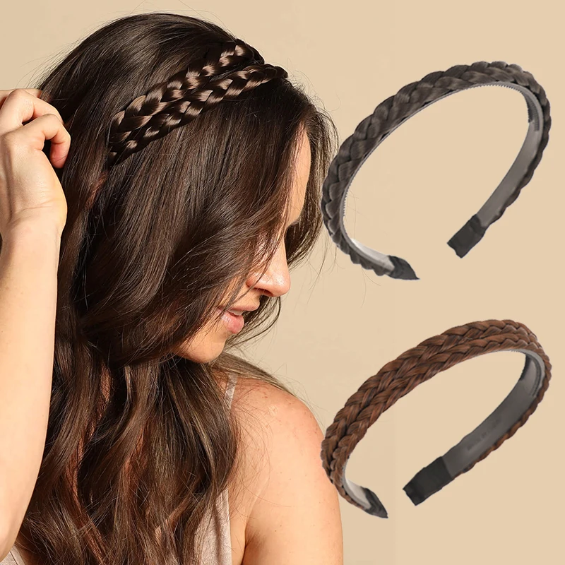 

Wig Twist Braid Headbands 1/1.5/1.8cm Fashion Women Toothed Non-slip Hairbands Adjustable Head Hoop for Girls Hair Accessories