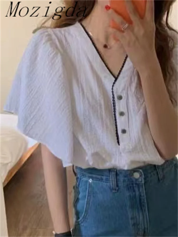 Блузка женская с рюшами Милый Винтажный деловой Топ на пуговицах элегантная