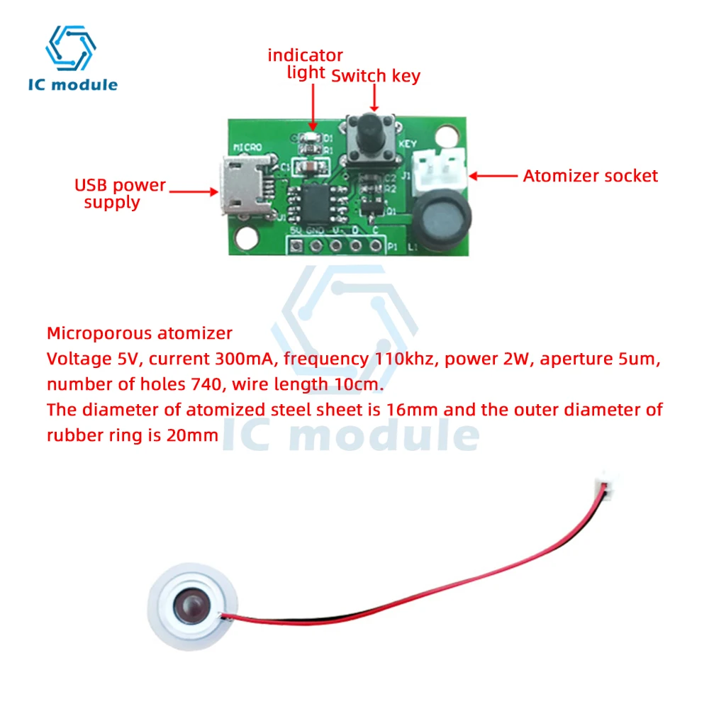Мини-увлажнитель с питанием от USB 5 В 2 Вт