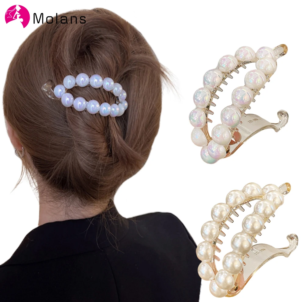 

Molans New Pearl Hair Clips Claws for Women Elegant Barrettes Ponytail Hairpins Styling Fashion Hair Accessories Headwear