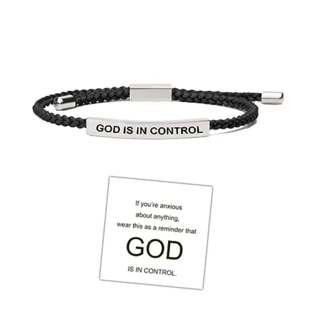 Браслет GOD IS IN CONTROL Tube регулируемый растягивающийся браслет для пар золотой