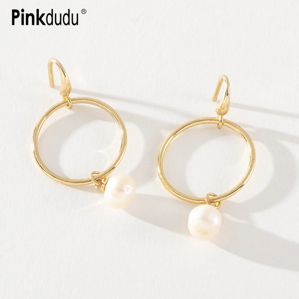 

Pinkdudu Fashion Simple Imitation Pearl Gold Plated Alloy Drop Earrings Korean Elegant Leisure Vacation for Women Jewelry PD1051
