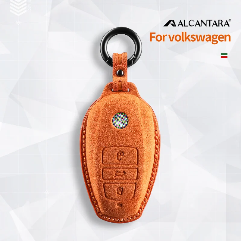

Alcantara High-quality Car Key Case Cover Holder Key Shell Buckle For VW Volkswagen 2010 - 2014 Touareg Keychain