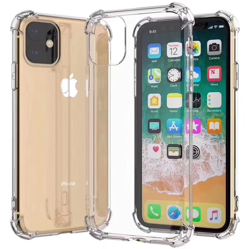 50pcs Air Cushion Clear Transparent Case Soft Tpu Silicone Rubber Cover For Iphone 13 Pro Max 12 Mini 11 Xs Xr X 8 7 6 Plus Se