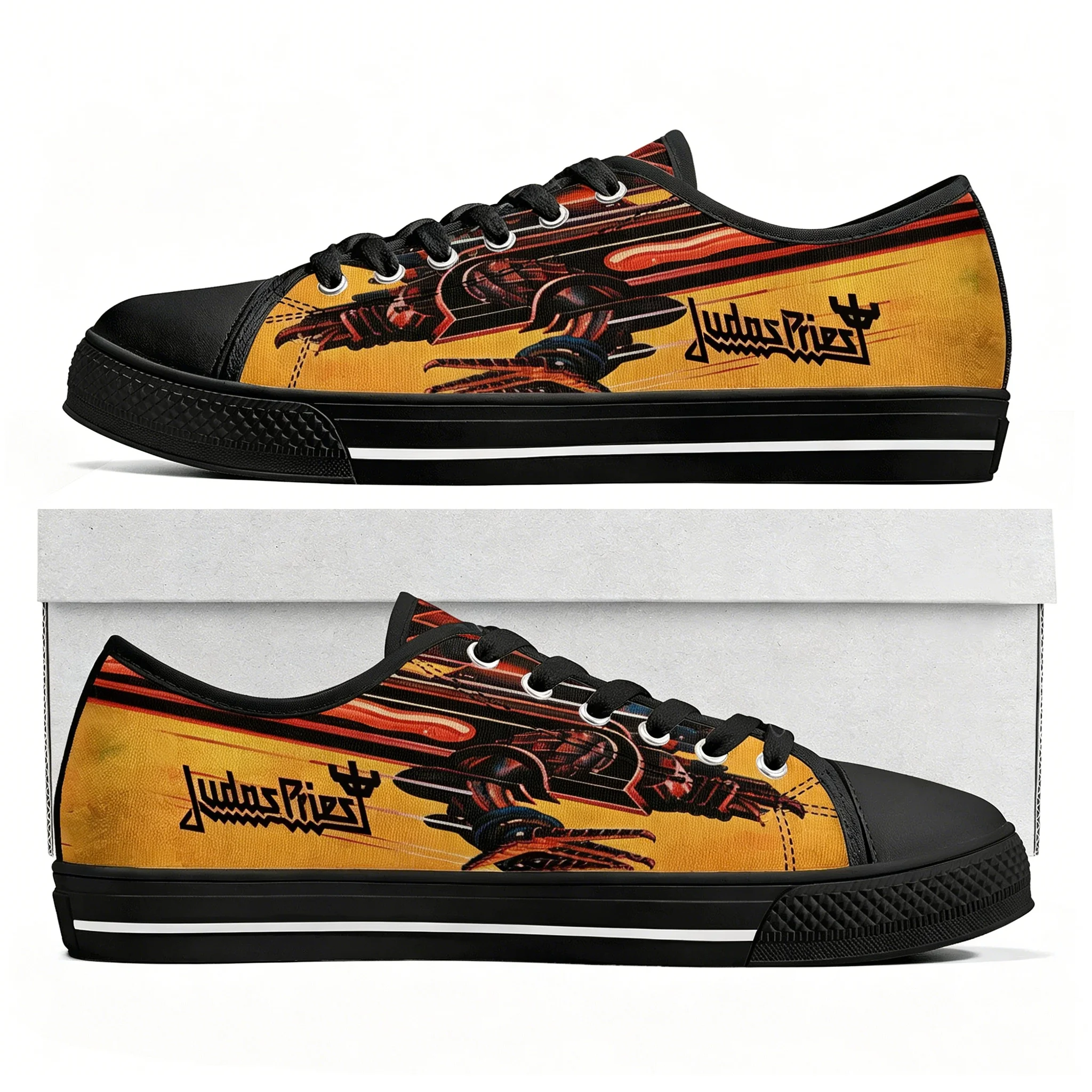 Фото Кроссовки Judas Priest Heavy Metal Rock Band, низкие, высококачественные, мужские и женские, из канваса, повседневные, на заказ, для пар №1