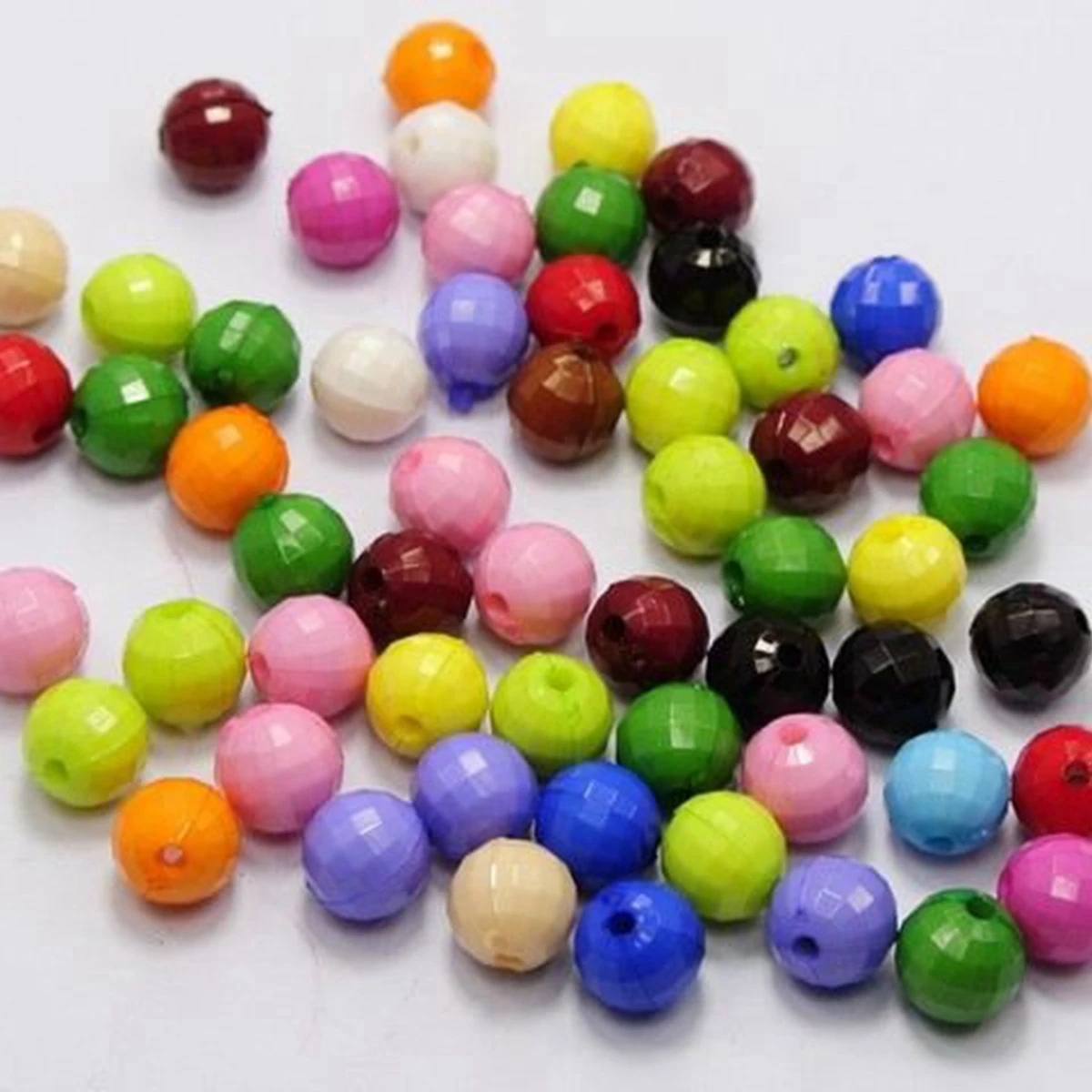 

100 Mixed Bubblegum Color Acrylic Faceted Round Beads 10mm Disco Ball Beads