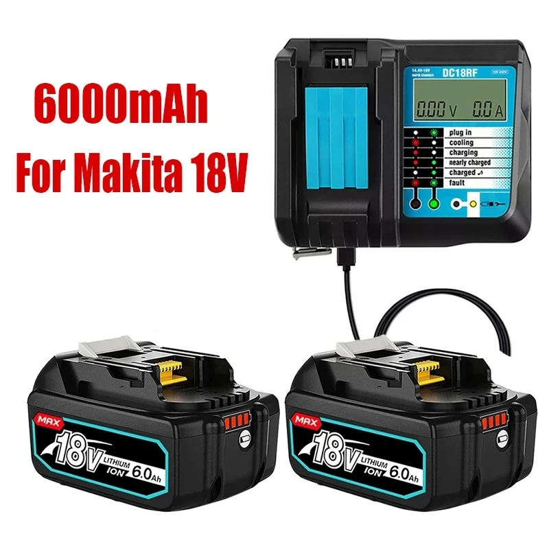 

Аккумуляторная батарея Makita BL1860 B 18 в 6,0 Ач для Makita 18 в BL1860 BL1840 BL1850 с зарядкой DC18RF