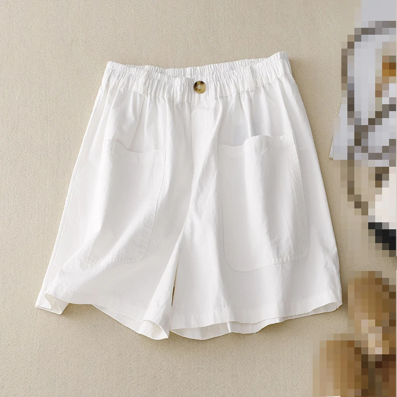 

Women Pants 2023 New Summer Solid Color Elastic Waist Shorts Leisure Pocket Trousers Pants for Women
