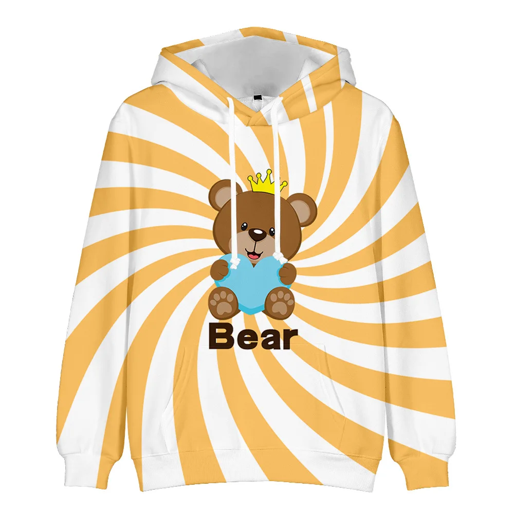 

Новое поступление 2021, толстовки с капюшоном с маленьким медведем, свитшоты для мужчин и женщин, модные топы с 3D-принтом, повседневные толсто...