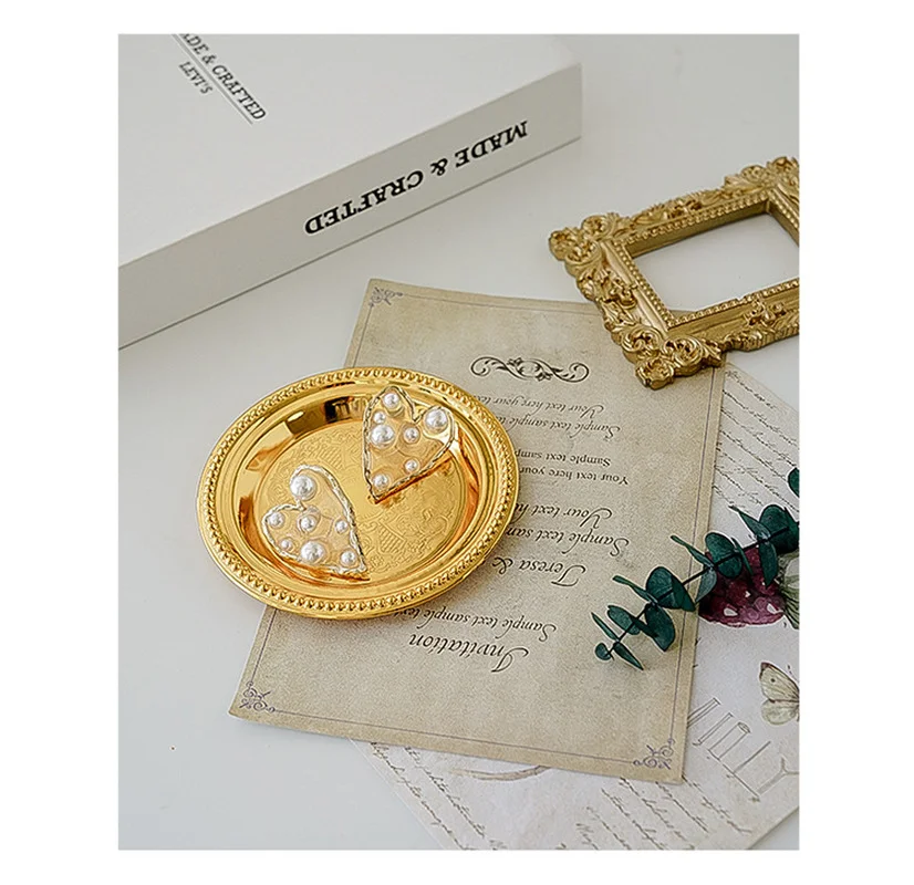 Винтажный Золотой резной поднос Подставка для хранения реквизит фотосъемки в