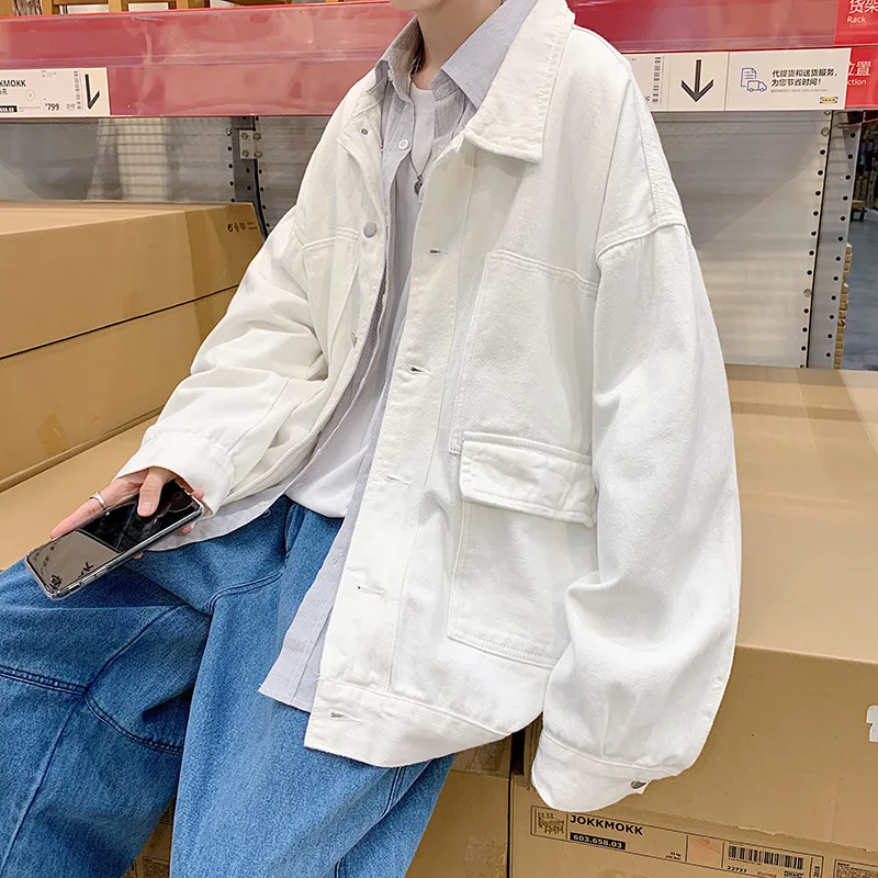 Куртка мужская джинсовая короткая куртка из денима в стиле оверсайз уличная