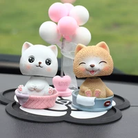 kawaii car interior accessories decoration bathtub cute cats and dogs funko shaking his head cat ornaments colorful balloons