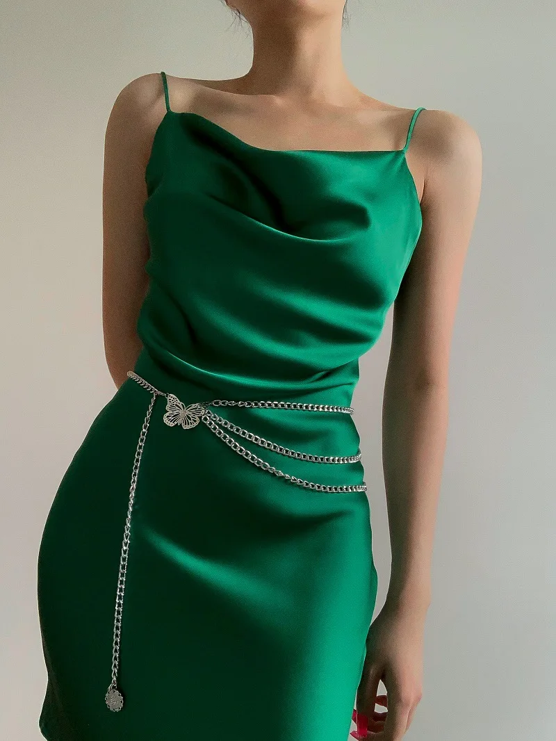 

Women Fashion Belt Hip High Waist Waist Bands Multilayer Long Tassel For Dress Waist Chain Chunky Metal Chain Fringe Belly Chain