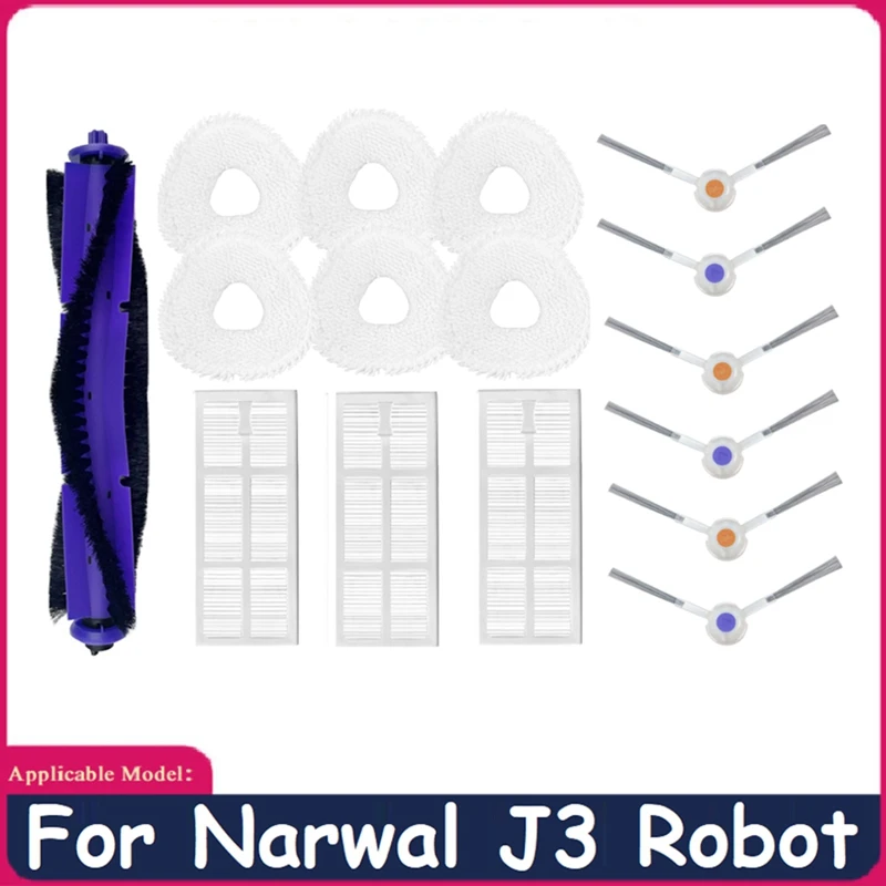

16Pcs Accessories Kit HEPA Filter Main Side Brush Mop Cloth For NARWAL J3 Robot Vacuum Cleaner Household Cleaning Parts