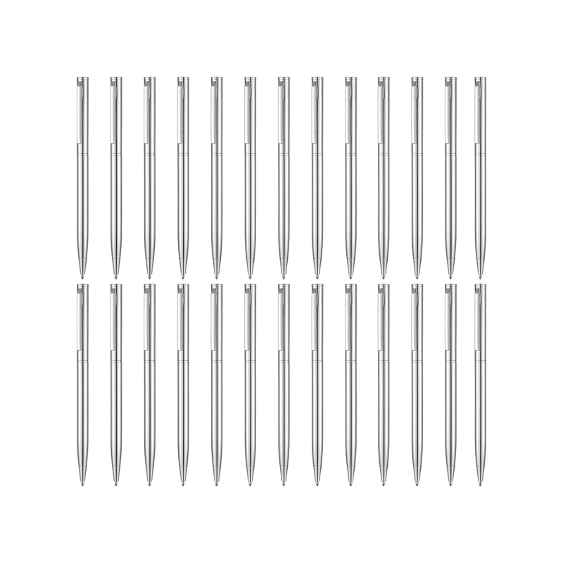 

26 PCS Metallic Pens Slim Ballpoint Pens Black Ink 1 Mm Medium Point Retractable Pens For Students Teachers
