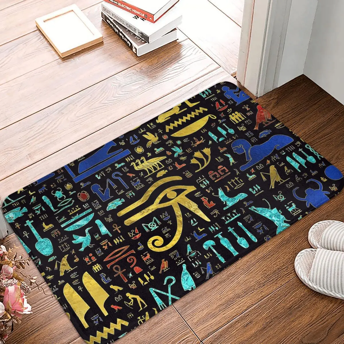 

Ancient Egypt Egyptian Bath Mat Colorful Hieroglyphic Pattern Doormat Kitchen Carpet Balcony Rug Home Decoration
