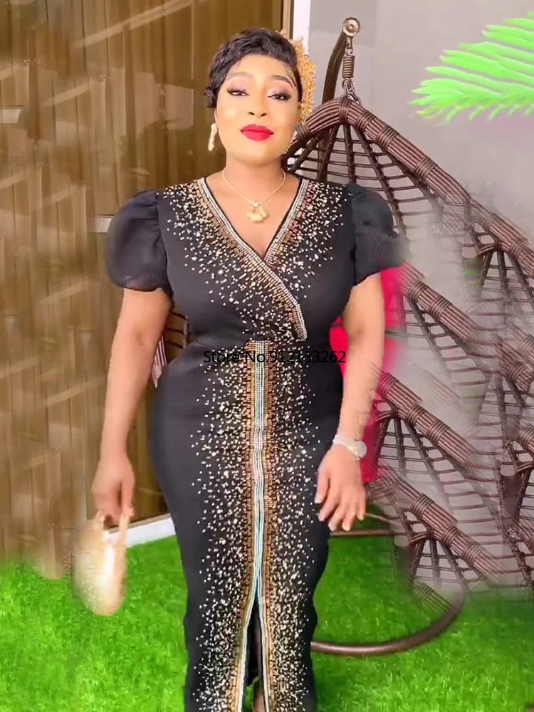 

African Dresses For Women Vetement Femme Dashiki Abaya Diamonds Maxi Dress Africa Clothes Dashiki Ankara Dresses Autumn New