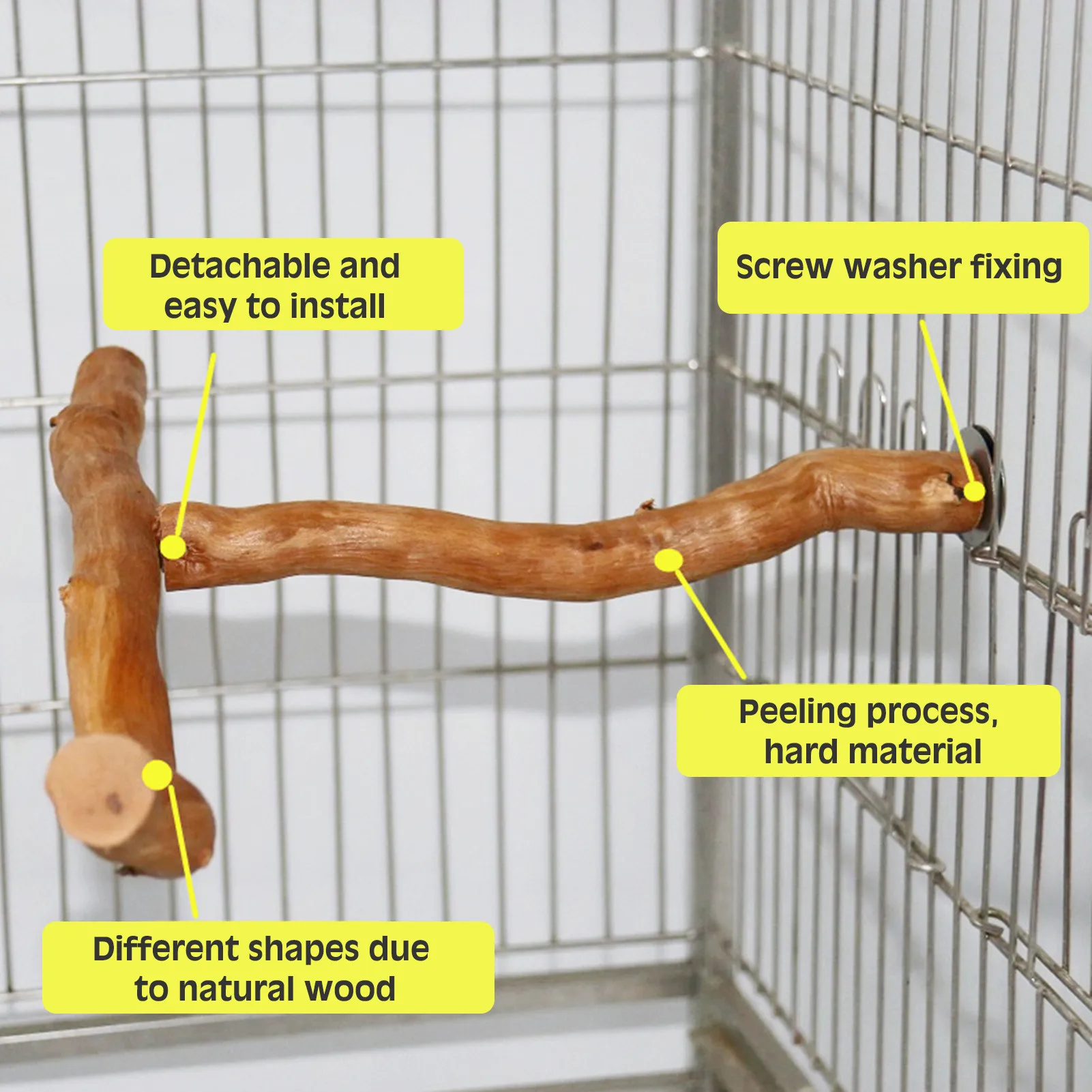 

Pet Parrot Bird Standing Stick Wood Pole Parrot Toy Bird Cockatiel Parakeet Perches Bite Claw Grinding Toy Bird Cage Accessories