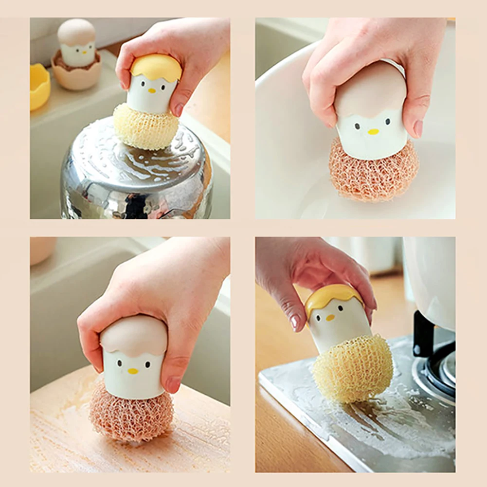 

1/2PCS Sponge Cleaning Dish Washing Catering Scourer Cute Eggshell Shaped Washing Dishes Brush Home Cleaning Kitchen Supplies