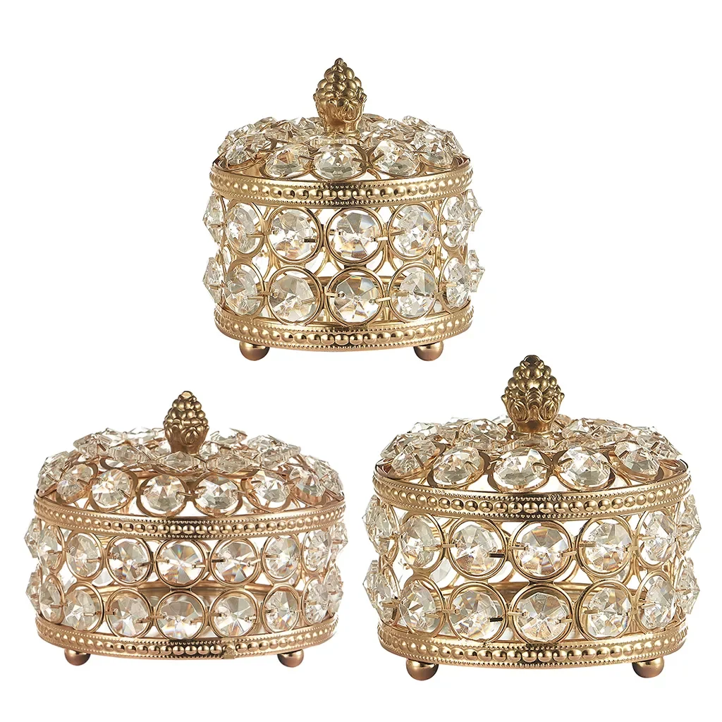 

2022New Crystal Retro Jewelry Storage Box Necklace Earrings Cosmetics Case