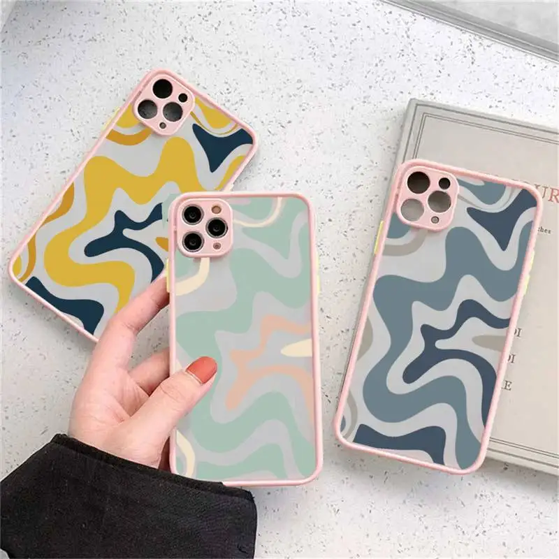 

Modern Liquid Swirl Abstract Pattern Retro Phone Case matte transparent For iphone 14 11 12 13 plus mini x xs xr pro max cover