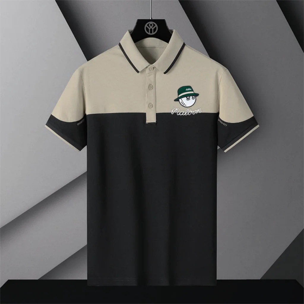 

Мужская одежда для гольфа, модная Корейская версия, облегающая футболка с воротником и рукавом до локтя, мужские Поло для гольфа