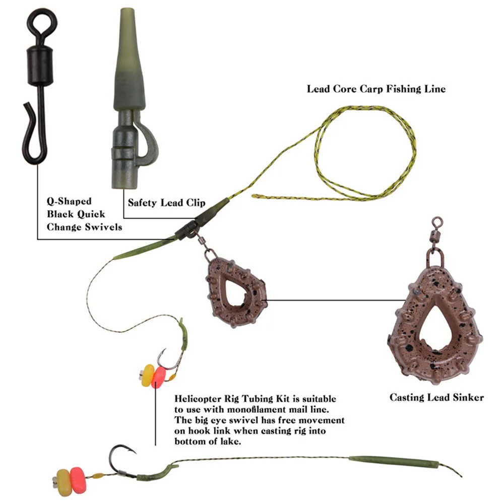 6 шт. предварительно привязанные крючки для ловли карпа со свинцовым сердечником