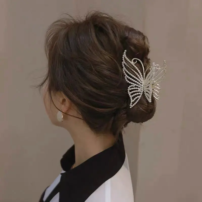 

Full Diamond Big Size Butterfly Hair Clip Claw Super Fairy Simple Hairpin Headdress Duckbill Clip Claw Bangs Clip Hair Jewelry