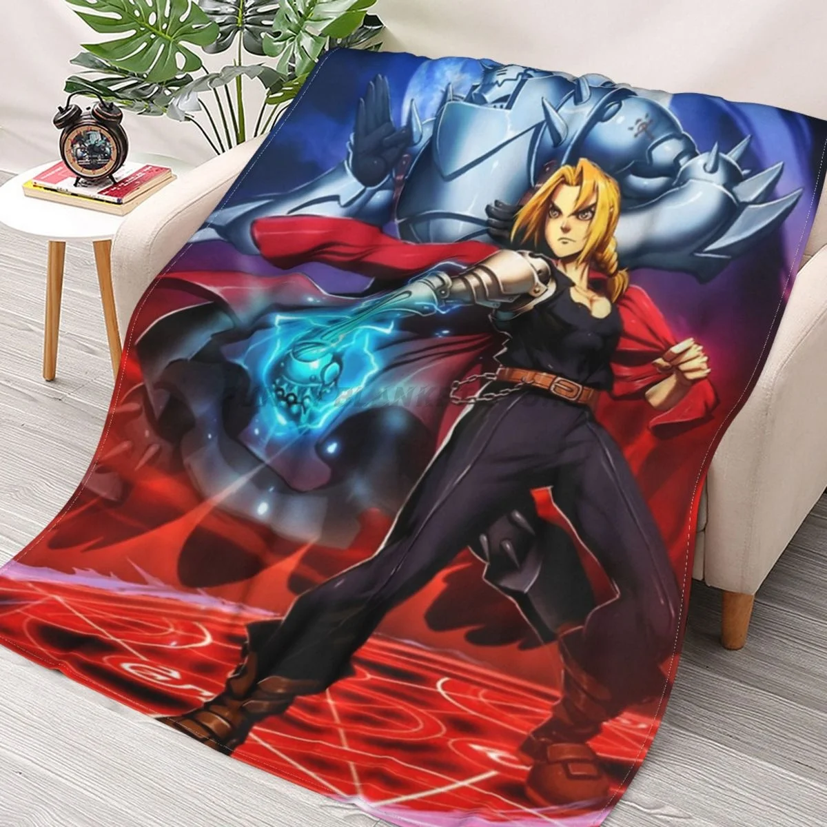 

Elric Brothers Throws Blankets Collage Flannel Ultra-Soft Warm picnic blanket bedspread on the bed