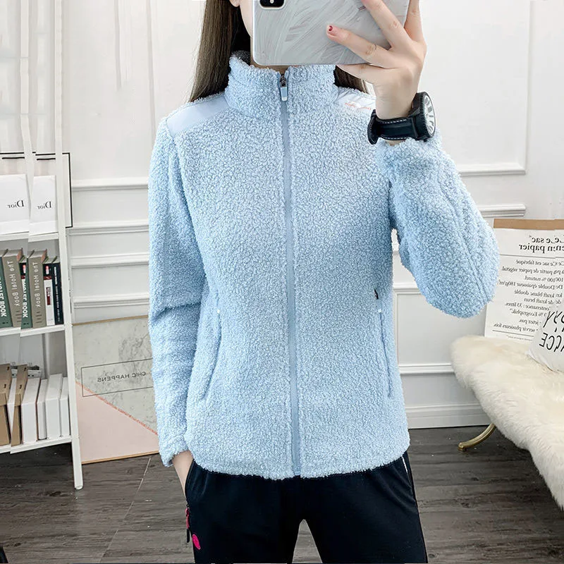 Parkas Women's Outdoors Coats 2023 Winter Fashion Faux Fur Fleece Zipper Splicing Stand Collar Warm Casual Warm Jackets Woman