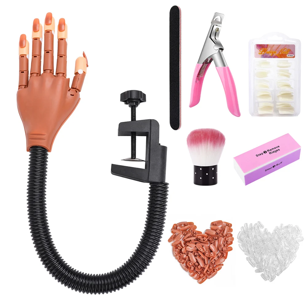 

Тренировочная ручка для акриловых ногтей, набор для маникюра, тренировочная ручка с 100 регулируемыми ручками для ногтей, гибкий держатель, п...