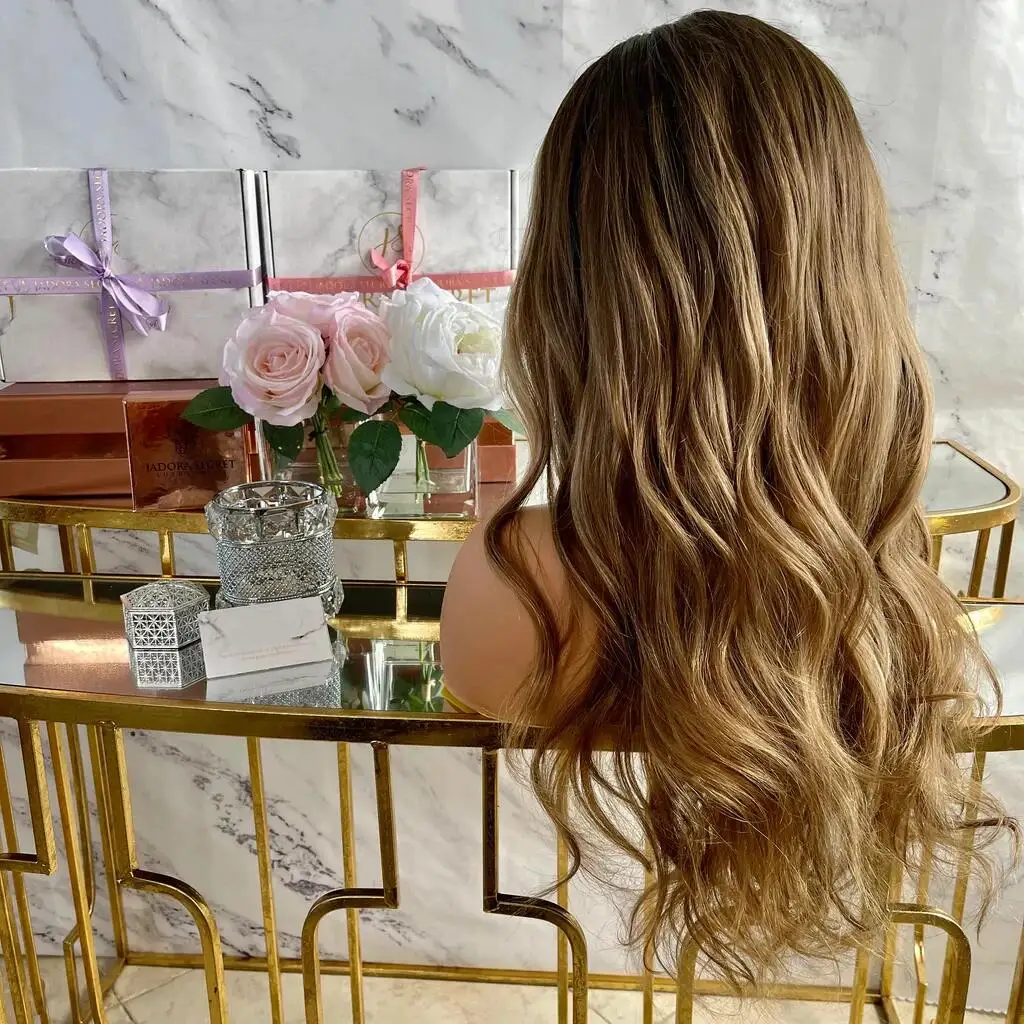 Длинные блики Блондинка Объемная волна 5x5 Шелковая основа Бесклеевые 26 дюймов