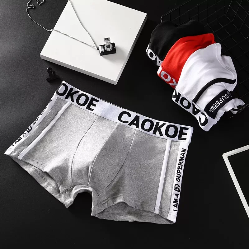 

1 Pieces Men Underwear Print Underpants Solid Boxer Briefs Sexy Panties Breathable Flexible Shorts Homme Undies Male Knickers