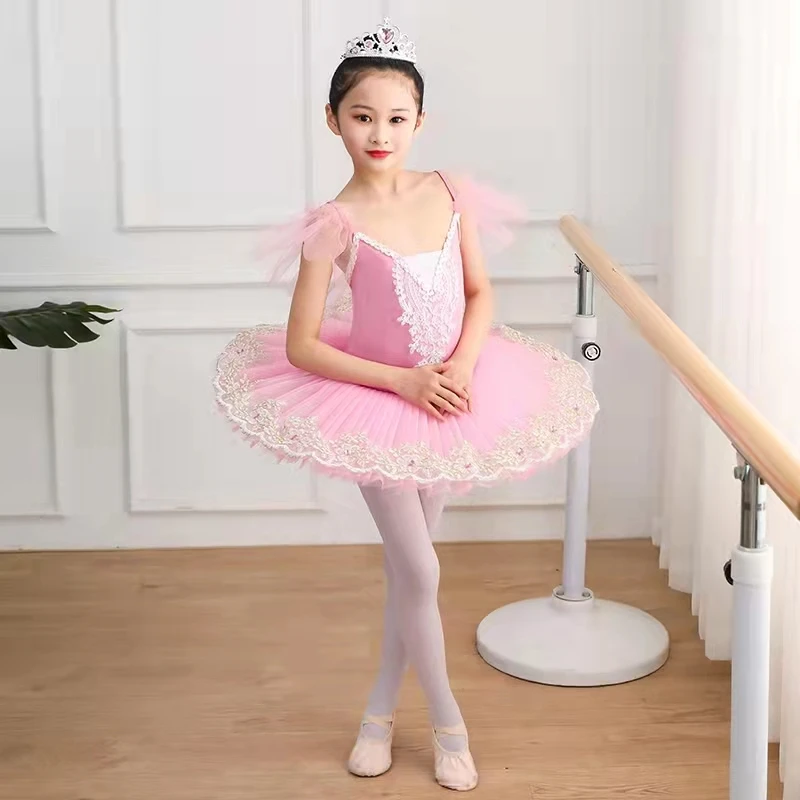 New Professional Ballet Tutu Girls Pink Platter Pancake Tutu Ballerina Party Dress Adult Women Child Kids Ballet Dance Costume