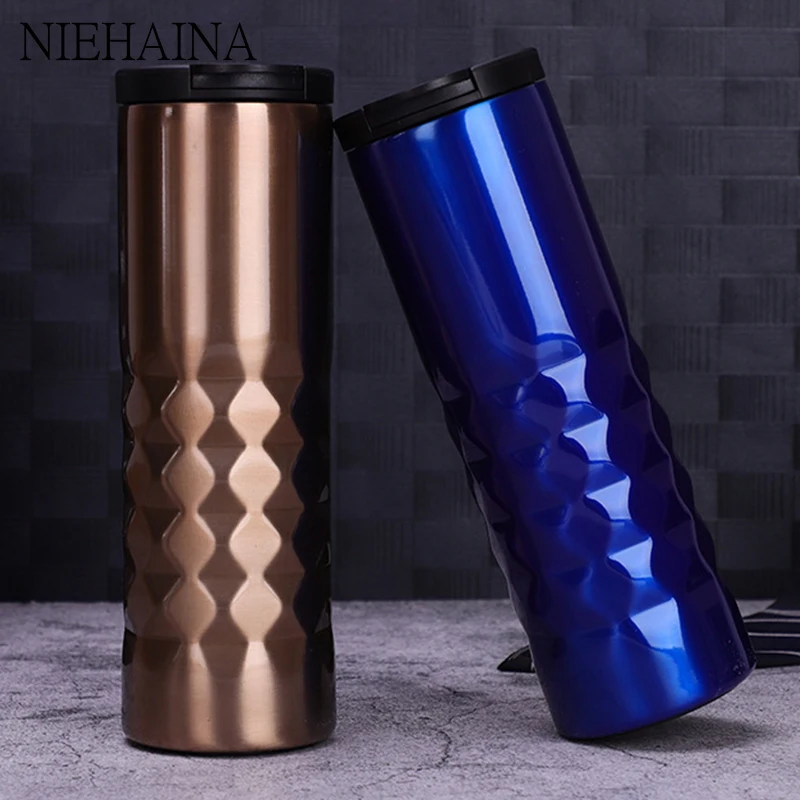 

Thermos Thermos Outdoor Sports Spiral 304 Stainless Steel Water Bottle Diamond Water Bottle Keeps Cold And Heat