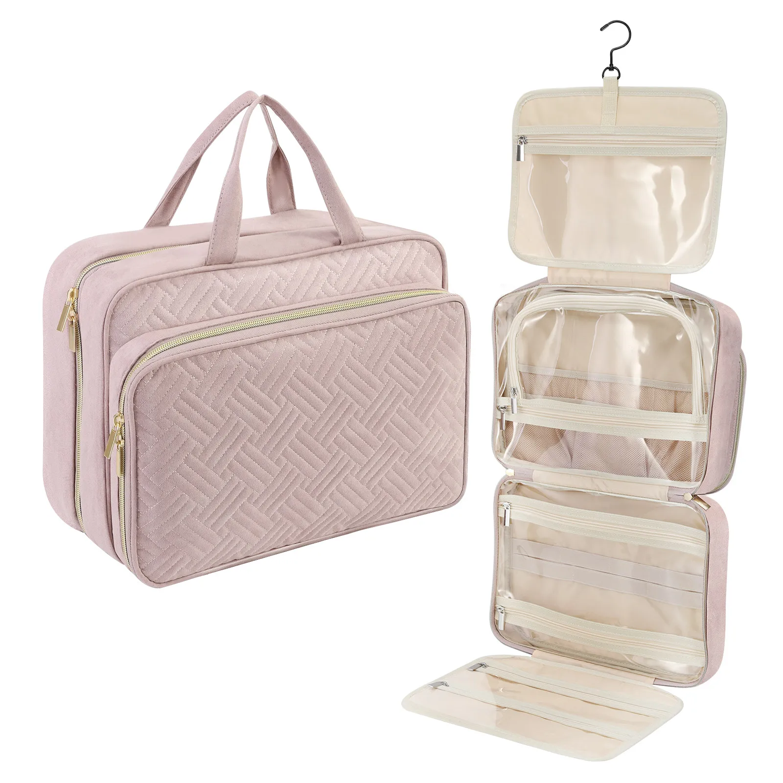 

Дорожная сумка для туалетных принадлежностей, 4-х секционная подвесная косметичка, большая дорожная сумка для душа в ванную комнату для женщин, портативный чехол для хранения косметики