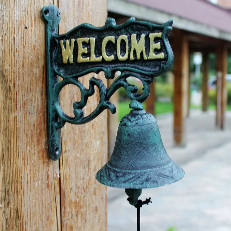 

Nordic Country Retro Welcome to Double-sided Listing House Cast Iron Wrought Iron Doorbell Hand Bell