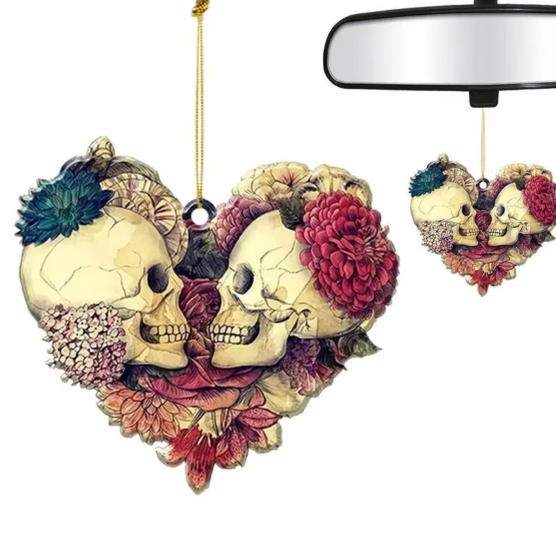 

Подвеска для автомобильного зеркала заднего вида, 2D страшный череп, Очаровательная акриловая подвеска для автомобиля, украшение для интерьера, заднего вида