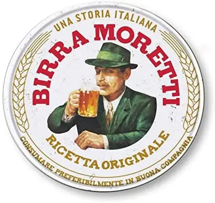 

Birra Moretti Beer 7 Vintage Style Concave Round Tin Sign, Retro Metal Round Tin Signs Decor Wall Art Posters Gifts for Door