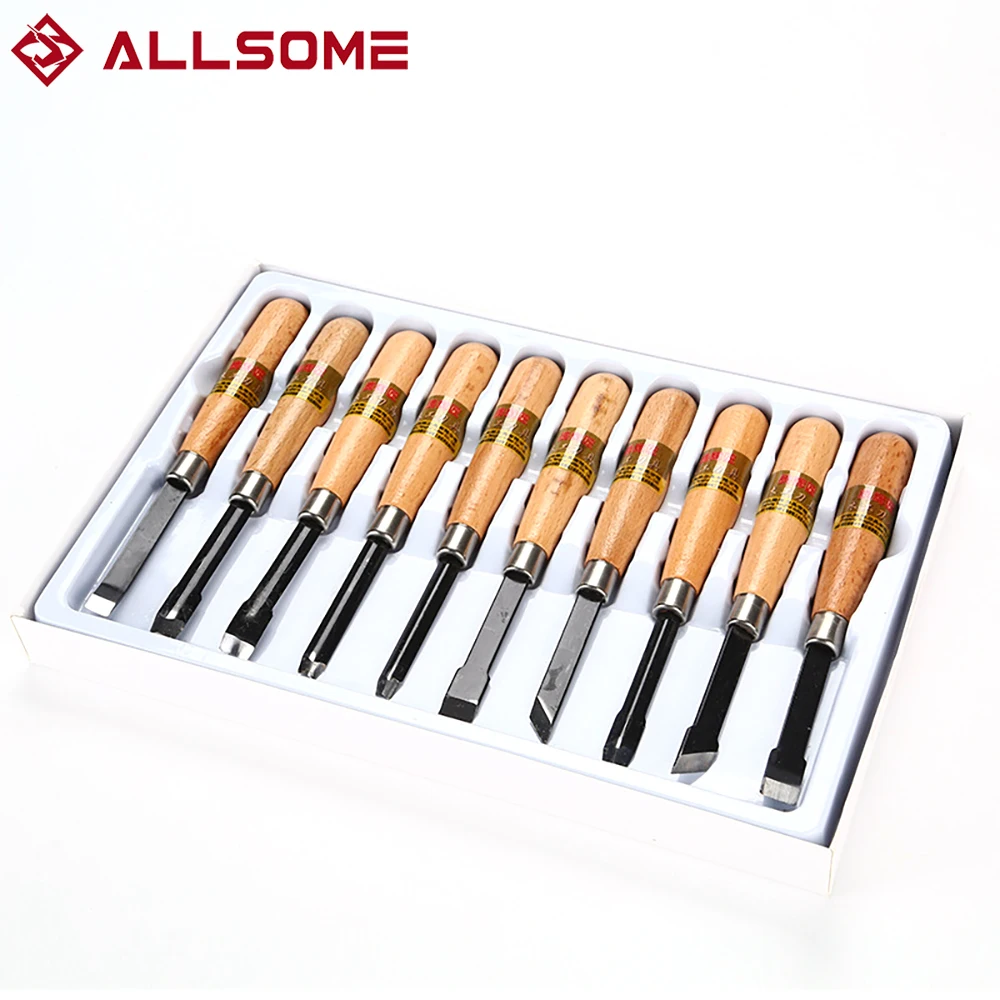 

ALLSOME 10 Pcs Wood Carving Chisels Tools Wood Carving for Woodworking Engraving Olive carving knife handmade Knife Tool set