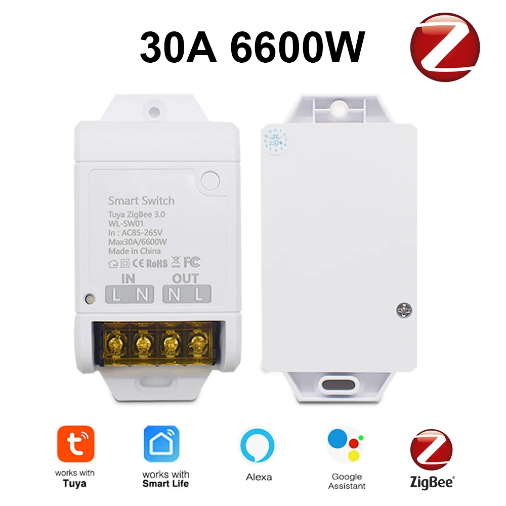 

6600W 30A Smart Switch ZIGBEE Module Relay WIFI Tuya Samrtlife APP Window Shade Motor Controller Timer DIY for Google Home Alexa