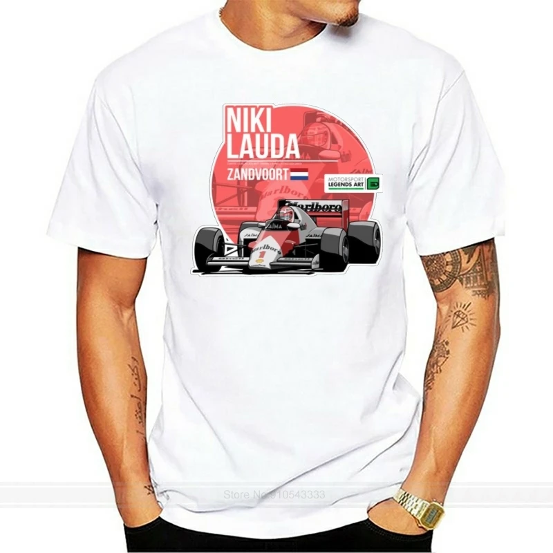 

New Fashion Niki Lauda 1985 Zandvoort Dutch Grand Prix Motor Race Netherlands Black T-Shirt